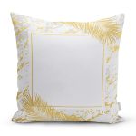 Beyaz Zemin Üzerinde Gold Renkli Yaprak Desenli Modern Yastık Kırlent Kılıfı Realhomes
