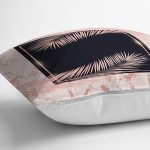 Pudra Zemin Üzerinde Yaprak Detaylı Dijital Baskılı Modern Yastık Kırlent Kılıfı Realhomes