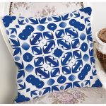 - 7213 - Realhomes Beyaz Zemin Üzerinde Çini Desenli Dijital Baskılı Modern Yastık Kırlent Kılıfı Realhomes