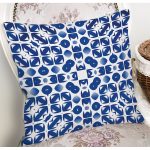 Beyaz Zemin Üzerinde Çini Desenli Dijital Baskılı Modern Yastık Kırlent Kılıfı Realhomes