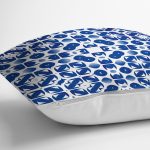 Beyaz Zemin Üzerinde Çini Desenli Dijital Baskılı Modern Yastık Kırlent Kılıfı Realhomes