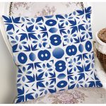 Beyaz Zemin Üzerinde Çini Desenli Dijital Baskılı Modern Yastık Kırlent Kılıfı Realhomes