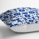 Beyaz Zemin Üzerinde Çini Desenli Dijital Baskılı Modern Yastık Kırlent Kılıfı Realhomes