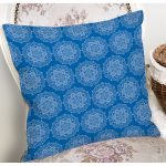 - 7221 - Realhomes Mavi Zeminli Kartanesi Desenli Dijital Baskılı Modern Yastık Kırlent Kılıfı Realhomes
