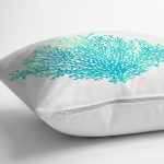 - 7228 - Realhomes Beyaz Zeminde Yeşil Renkli Su Yosunu Desenli Dijital Baskılı Modern Kırlent Kılıfı Realhomes