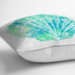 - 7230 - Realhomes Beyaz Zeminde Yeşil Renkli Deniz Kabuğu Desenli Modern Yastık Kırlent Kılıfı Realhomes