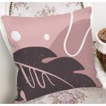 Pudra Zeminde Yaprak Desenli Dijital Baskılı Modern Yastık Kırlent Kılıfı Realhomes