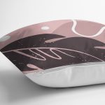 Pudra Zeminde Yaprak Desenli Dijital Baskılı Modern Yastık Kırlent Kılıfı Realhomes