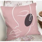 - 7233 - Realhomes Pudra Zeminde Onedraw Çizimli Silüet Dijital Baskılı Modern Yastık Kırlent Kılıfı Realhomes
