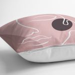 - 7233 - Realhomes Pudra Zeminde Onedraw Çizimli Silüet Dijital Baskılı Modern Yastık Kırlent Kılıfı Realhomes