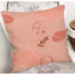 Pudra Zeminde Onedraw Çizimli Yaprak Desenli Dijital Baskılı Modern Kırlent Kılıfı Realhomes