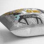 Gri Zeminde Geyik Desenli Dijital Baskılı Modern Yastık Kırlent Kılıfı Realhomes