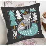 - 7241 - Realhomes Renkli Zeminde Onedraw Çizimli Yılbaşı Temalı Dijital Baskılı Modern Yastık Kılıfı Realhomes