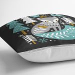 - 7241 - Realhomes Renkli Zeminde Onedraw Çizimli Yılbaşı Temalı Dijital Baskılı Modern Yastık Kılıfı Realhomes