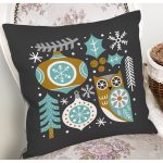 - 7242 - Realhomes Renkli Zeminde Kartanesi Ve Yaprak Desenli Dijital Baskılı Modern Kırlent Kılıfı Realhomes