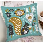 - 7243 - Realhomes  Renkli Zeminde Sincap Desenli Dijital Baskılı Modern Yastık Kırlent Kılıfı Realhomes