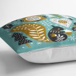 - 7243 - Realhomes  Renkli Zeminde Sincap Desenli Dijital Baskılı Modern Yastık Kırlent Kılıfı Realhomes