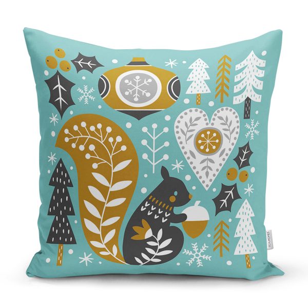 - 7243 - Realhomes  Lacivert Zeminli Puantiye Desenli Dijital Baskılı Modern Yastık Kırlent Kılıfı Realhomes