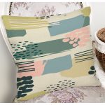 Renkli Zemin Üzerinde Soft Çizimli Dijital Baskılı Modern Yastık Kırlent Kılıfı Realhomes