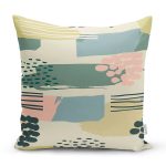 Renkli Zemin Üzerinde Soft Çizimli Dijital Baskılı Modern Yastık Kırlent Kılıfı Realhomes