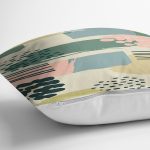 Renkli Zemin Üzerinde Soft Çizimli Dijital Baskılı Modern Yastık Kırlent Kılıfı Realhomes