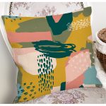 - 7250 - Realhomes Renki Zemin Üzerinde Onedraw Çizimli Dijital Baskılı Modern Yastık Kırlent Kılıfı Realhomes