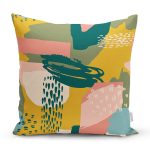 - 7250 - Realhomes Renki Zemin Üzerinde Onedraw Çizimli Dijital Baskılı Modern Yastık Kırlent Kılıfı Realhomes