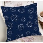 - 7257 - Realhomes  Lacivert Zeminli Puantiye Desenli Dijital Baskılı Modern Yastık Kırlent Kılıfı Realhomes