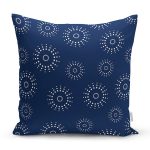 - 7257 - Realhomes  Lacivert Zeminli Puantiye Desenli Dijital Baskılı Modern Yastık Kırlent Kılıfı Realhomes