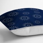 - 7257 - Realhomes  Lacivert Zeminli Puantiye Desenli Dijital Baskılı Modern Yastık Kırlent Kılıfı Realhomes