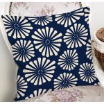- 7259 - Realhomes Lacivert Zemin Üzerinde Onedraw Çizimli Papatya Modern Yastık Kırlent Kılıfı Realhomes