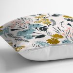 Beyaz Zeminde Rengarenk Çiçek Desenli Dijital Baskılı Modern Yastık Kırlent Kılıfı Realhomes