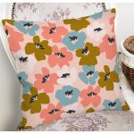 - 7262 - Realhomes Pudra Zeminde Onedraw Çizimli Rengarenk Çiçek Desenli Modern Yastık Kırlent Kılıfı Realhomes