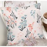 - 7263 - Realhomes  Beyaz Zeminde Rengarenk Çiçek Desenli Dijital Baskılı Modern Yastık Kırlent Kılıfı Realhomes