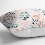 - 7263 - Realhomes  Beyaz Zeminde Rengarenk Çiçek Desenli Dijital Baskılı Modern Yastık Kırlent Kılıfı Realhomes