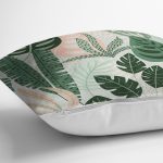 Soft Renkli Zemin Üzerinde Koyu Renkli Yaprak Desenli Yastık Kırlent Kılıfı Realhomes