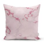 Pudra Zeminli Pembe Renkli Çizim Dijital Baskılı Modern Yastık Kırlent Kılıfı Realhomes