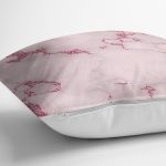 Pudra Zeminli Pembe Renkli Çizim Dijital Baskılı Modern Yastık Kırlent Kılıfı Realhomes