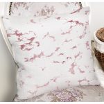 - 7278 - Realhomes Beyaz Zeminli Pembe Soyut Çizim Dijital Baskılı Modern Yastık Kırlent Kılıfı Realhomes