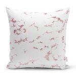 - 7278 - Realhomes Beyaz Zeminli Pembe Soyut Çizim Dijital Baskılı Modern Yastık Kırlent Kılıfı Realhomes