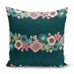 Rengarenk Zemin Üzerinde Çiçek Desenli Dijital Baskılı Modern Yastık Kırlent Kılıfı Realhomes