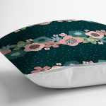 Rengarenk Zemin Üzerinde Çiçek Desenli Dijital Baskılı Modern Yastık Kırlent Kılıfı Realhomes