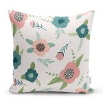 - 7283 - Realhomes  Beyaz Zeminli Renkli Soyut Çizim Dijital Baskılı Modern Yastık Kırlent Kılıfı Realhomes