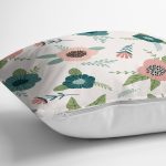 - 7283 - Realhomes  Beyaz Zeminli Renkli Soyut Çizim Dijital Baskılı Modern Yastık Kırlent Kılıfı Realhomes