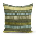 - 7286 - Realhomes Hardal Zeminli Renkli Çizgi Desenli Dijital Baskılı Modern Yastık Kırlent Kılıfı Realhomes