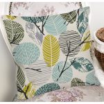 Beyaz Zemin Üzerinde Yaprak Desenli Dijital Baskılı Modern Yastık Kırlent Kılıfı Realhomes