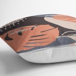 Renkli Zemin Üzerinde Onedraw Çizimli Yaprak Motifli Yastık Kırlent Kılıfı Realhomes