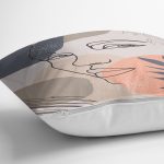 Beyaz Zeminde Onedraw Çizimli Bayan Silüeti Dijital Baskılı Modern Kırlent Kılıfı Realhomes