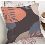 - 7291 - Realhomes Siyah Zemin Üzerinde Rengarenk Çiçek Desenli Yastık Kırlent Kılıfı Realhomes