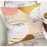 Soft Renkli Zeminli Bayan Silüeti Dijital Baskılı Modern Yastık Kırlent Kılıfı Realhomes